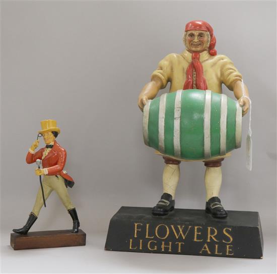 Johnnie Walker & Flowers breweriana figures H.36cm.